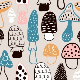 Mushrooms kids fabric