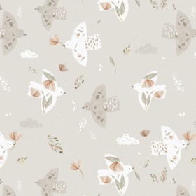 tissu floral avec des oiseaux