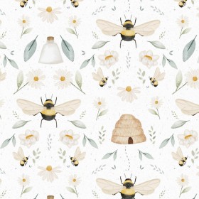 Tela Floral con abejas