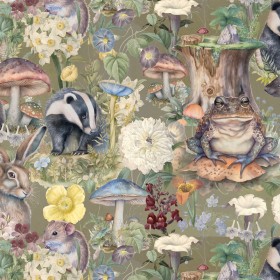 floral fabric with animals