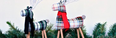 DIY Renos de Navidad Con Tela de Cuadros Escocesa