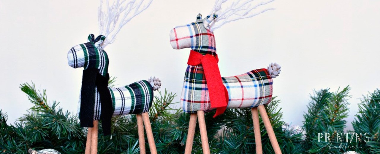DIY Christmas Reindeer With Plaid Fabric